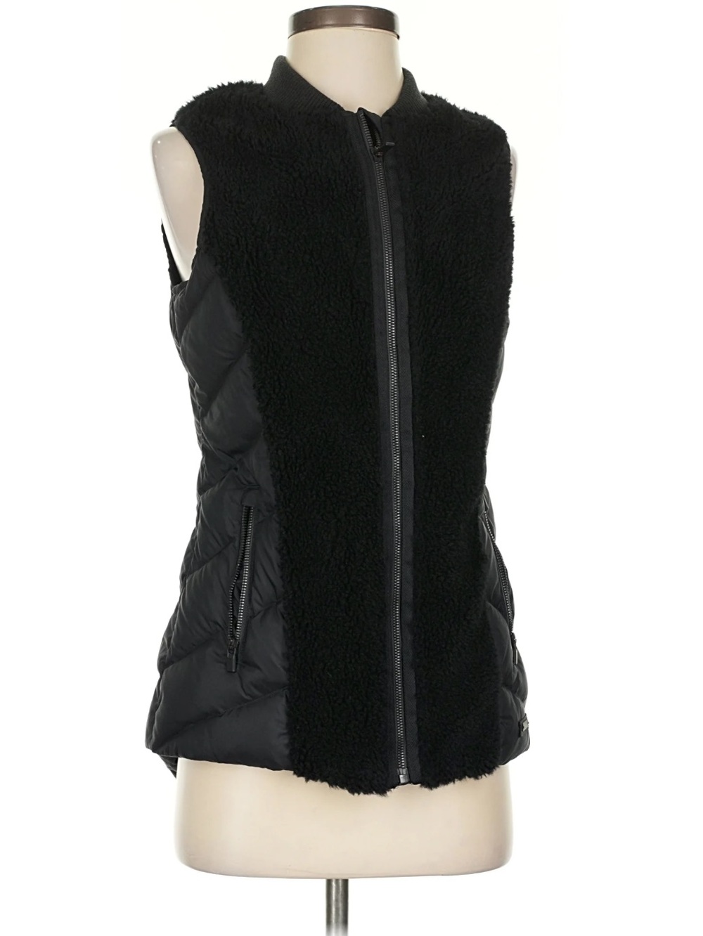 Athleta Puffer Vest Goose Down Full Zip Fleece Front Size
